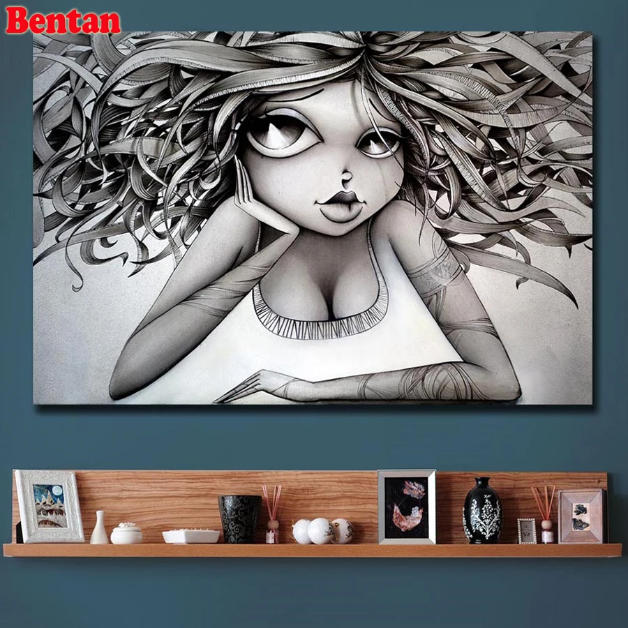 

5D round square diamond embroidery Cartoon african girl full set diamond painting cross stitch mosaic pictures rhinestones icon