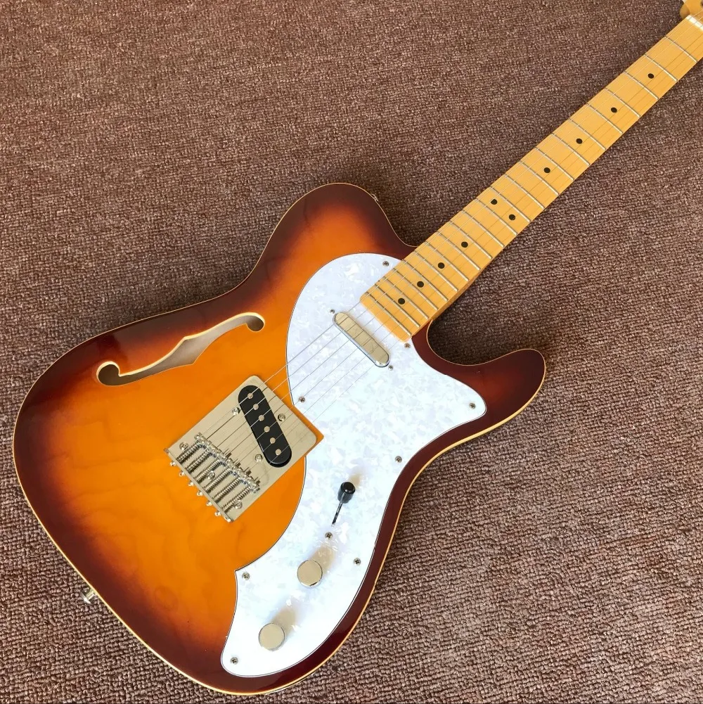 custom shop,classical TELE F hollow body Maple fingerboard Electric Guitar,telecasterr Sunburst guitarra289