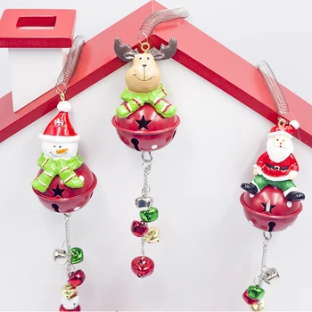 

2020 Christmas Iron Art Jingle Bells Pendant Cartoon Santa Snowman Christmas Tree Ornaments Tree Decor For Home Party New Year
