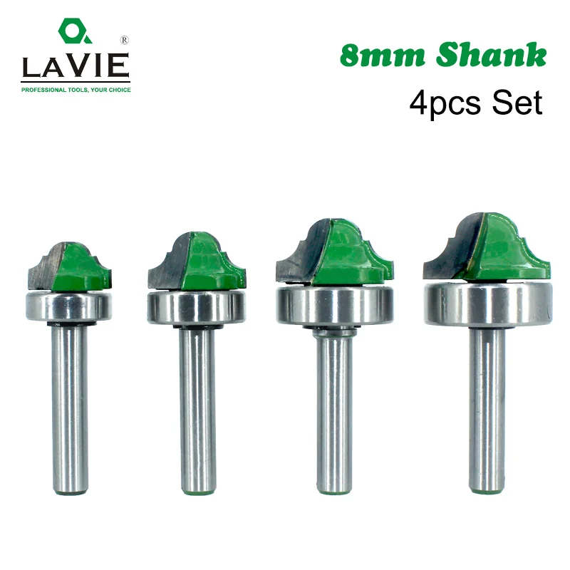  LAVIE 4pcs Set 8mm Shank Router Bit Bearing Double Roman Ogee Edging Milling Cutter For Wood Woodwo