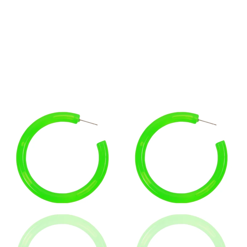 green big Новые красочные акриловые серьги-кольца для женщин эффектные простые женские серьги Перфорированный Круглый зеленый этнические серьги подарки для друзей - Окраска металла: green big