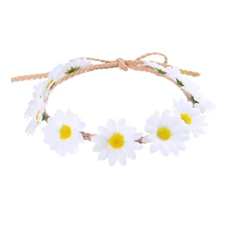 ladies head wraps Sunflower Garland Floral Wreath Woven Daisy Headband for Women Female Girls Hat Hair Decorative Accessories hair clips for women Hair Accessories