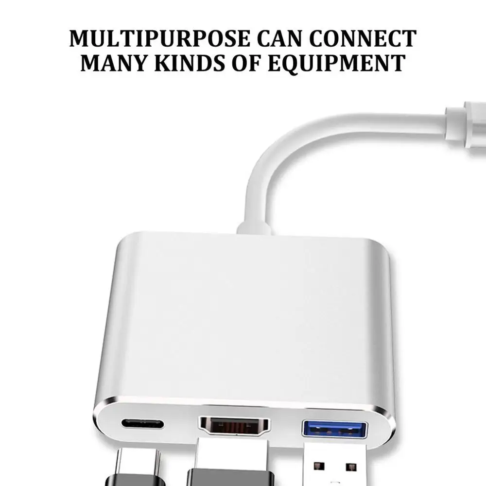 Usb C HDMI USBC к HDMI 3,1 конвертер адаптер Тип C к DMI/USB 3,0/type C адаптер тип-c Алюминий для Apple Macbook