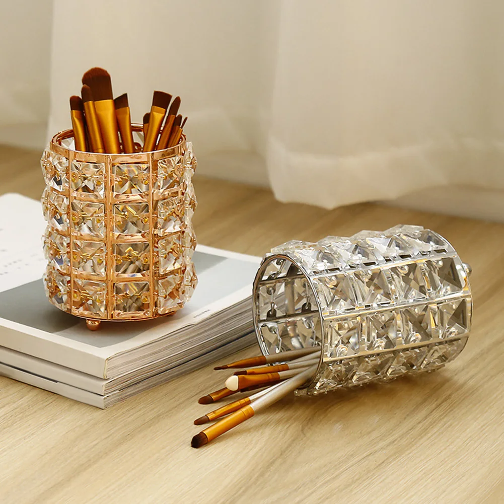 Large-Capacity Crystal Pen Makeup Brush Holder Container Desktop Nordic Luxury Storage Decoration Accessories | Дом и сад