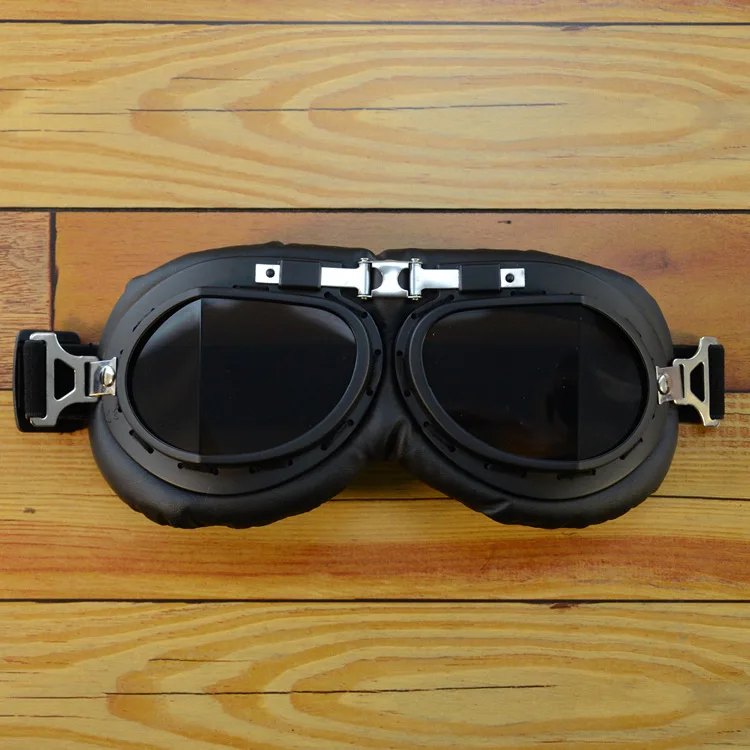 Мото rcycle очки винтажные moto cross анти-УФ Регулируемая езда Защитная Боевая Тактическая Военная защитные очки Мото очки ретро - Цвет: Smoked Black Lens