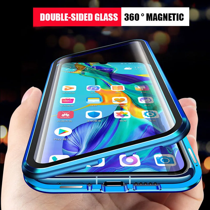 

Double Side Glass 360° Full Magnetic Adsorption Metal Case For iPhone 15 14 Plus 13 12 11 Pro Max Magnet Protection Cover Case