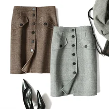 *#Best Price New Born Autumn And Winter Skirts Womens Clothing Female Fashion Vintage Slim Hip Wool Plaid Knee-length Midi Pencil Skirt *#Best Price New Born Autumn And Winter Skirts Womens Clothing Female Fashion Vintage Slim Hip Wool Plaid Knee-length Midi Pencil Skirt
