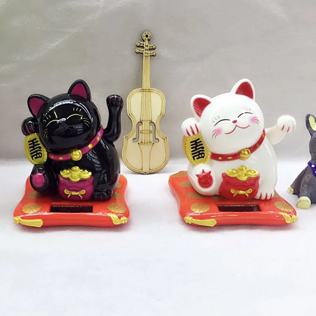 Maneki Neko Fortune Cat Lucky Cat Shiny Gold Battery Operated Also Solar Powered
