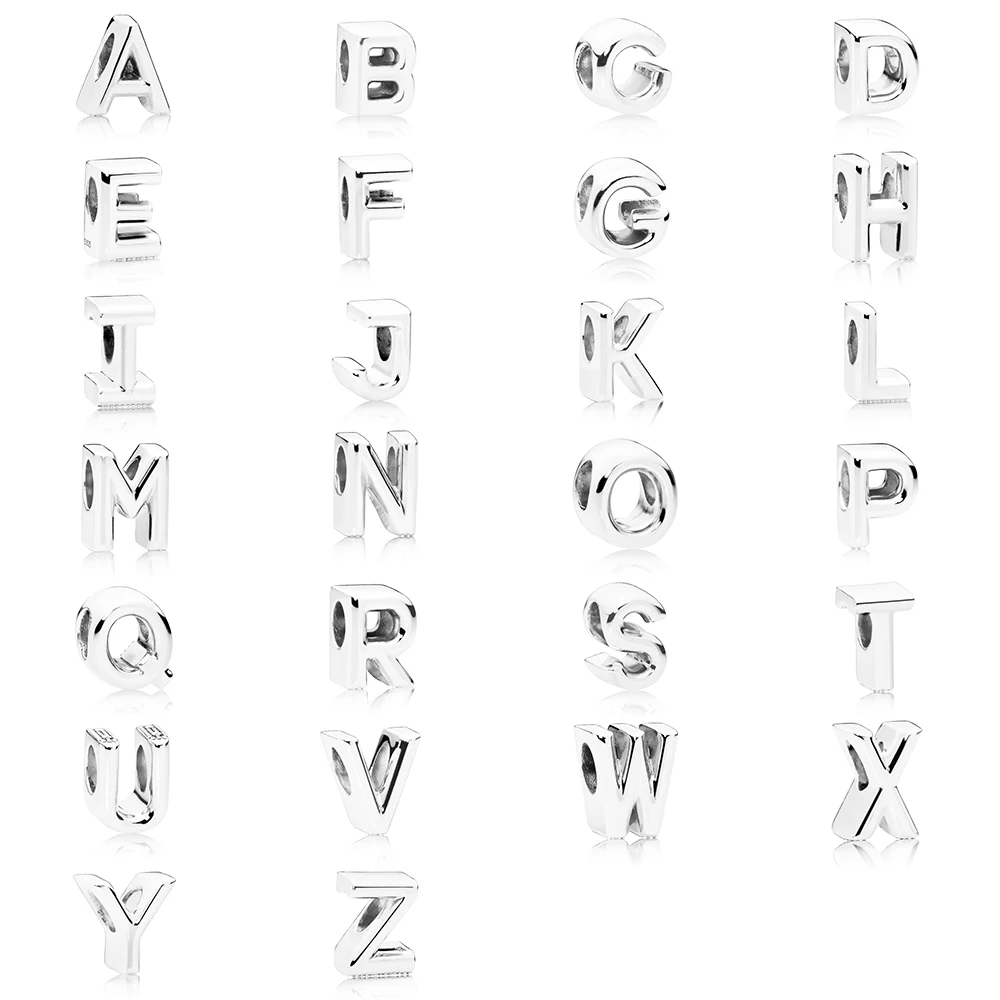 

New Fashion High Quality 100% S925 Sterling Silver Original 26 Letters Female Diy Necklace Bracelet Beads