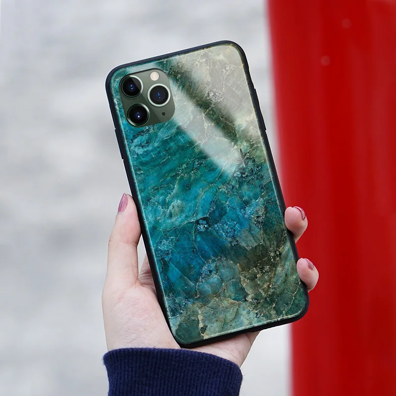 Натуральный керамический гранит мрамор coque закаленное стекло Мягкий силиконовый чехол для телефона оболочка для iPhone 6 6s 7 8 Plus X XR XS 11 Pro MAX
