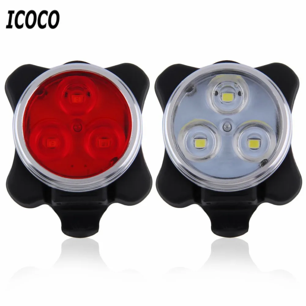 

Practical Cycling Bicycle 3 LED Head Front Rear Tail light Rechargeable Battery With USB Charging Cable