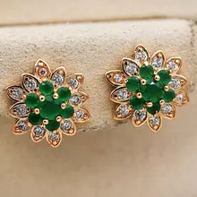 Женские роскошные индийские украшения серьги цветок лотоса модные богемные вокационные стиль красный циркон маленькие серьги-гвоздики OBS3112