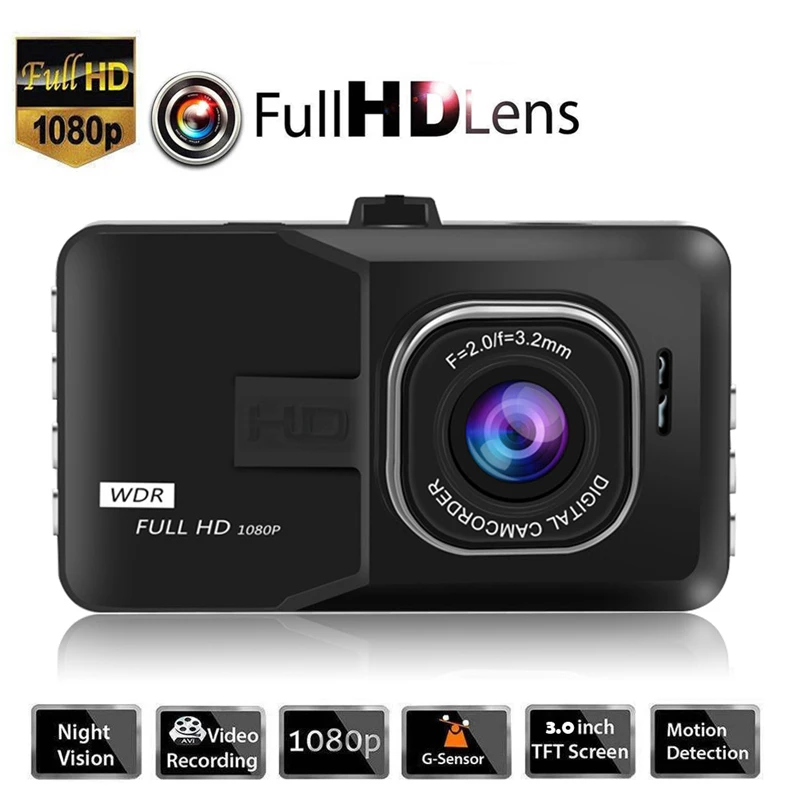 

New 3" 1080P 170 Degree Lens Night Vision Dash Cam Front Rear Auto Recorder G-sensor Car Camera Car DVR Driving Car Cam Recorder