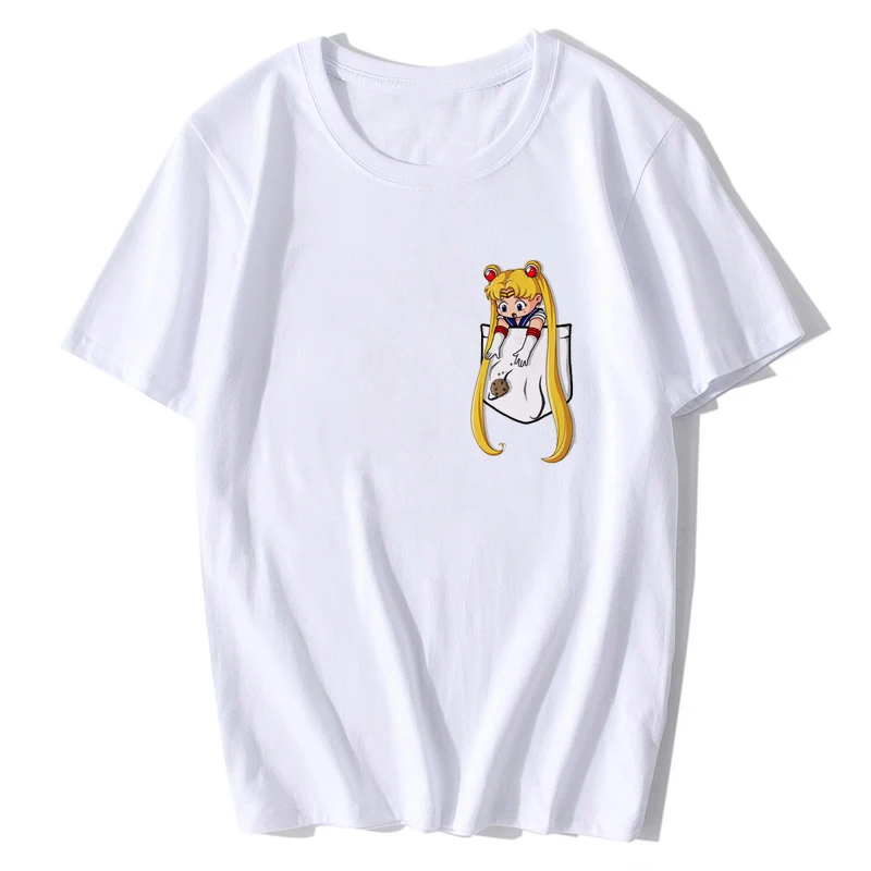 Сейлор Мун глаз футболка Для женщин Harajuku футболка с изображением якоря для костюмированной вечеринки по японскому аниме «Сейлор Мун»; футболки для мамы, папы, милые, миленькие в японском стиле(«Каваий»), футболка с длинным рукавом Лето Топы - Цвет: 2