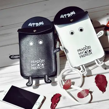 

2020 Cartoon Robot Faux Leather Girl Cross Body Shoulder Bag Cash Card Phone Pouch