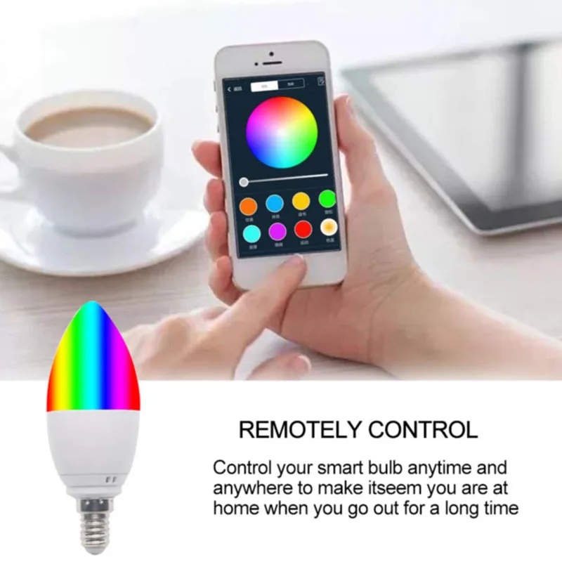 E14/E27 Wifi умная Свеча лампа Led совместимый с Alexa Voice Contril Smart RGB+ WW+ CW светильник лампа домашний голосовой контроль светильник