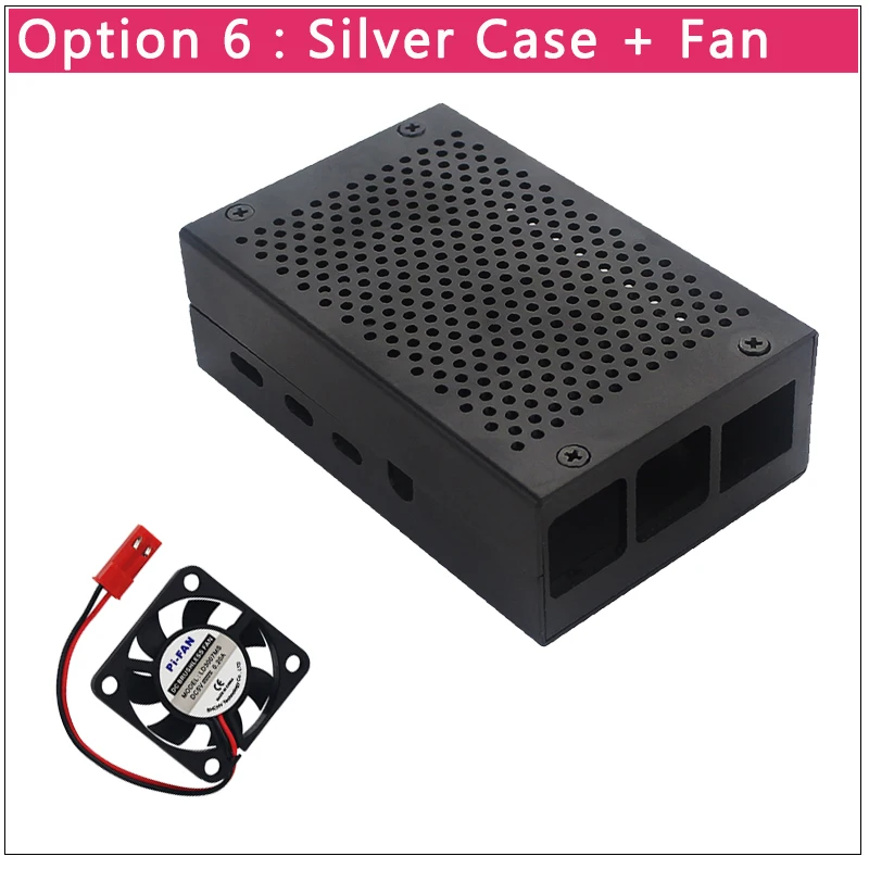 Black with Fan Raspberry Pi 4 Алюминиевый Чехол серебристый черный металлический корпус | Вентилятор охлаждения теплоотвод для Raspberry Pi 4 Модель B - Цвет: Black with Fan
