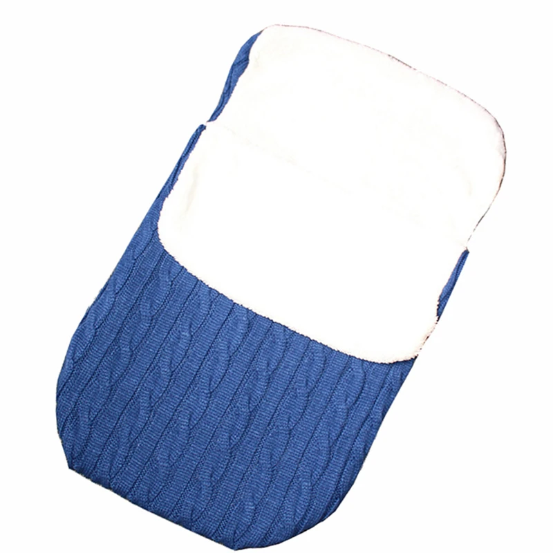 Детская коляска для сна, сумка из толстой шерсти, вязанная плюс бархатная уличная теплая детская зимняя спальная сумка