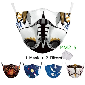 

Cartoon Filter Mask PM2.5 Pollution Face Mask Reusable Protective Facemask child Mouth-Muffle Printed Maske with Filter Masks