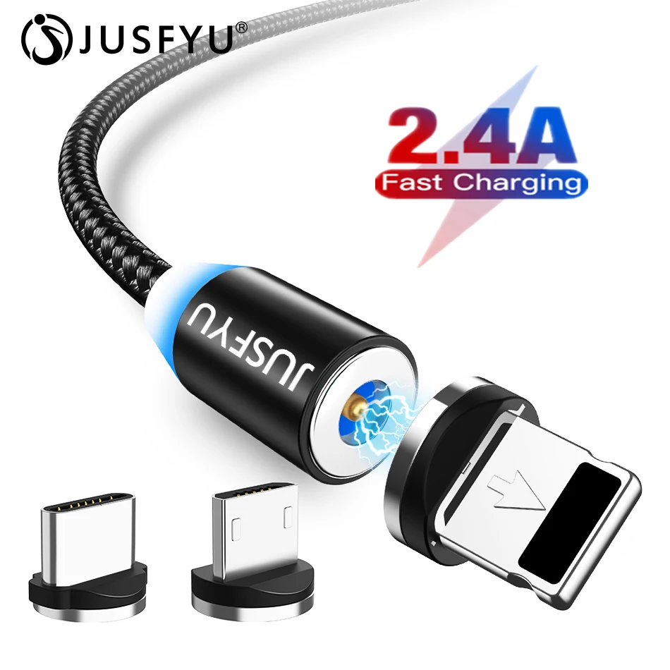 Магнитный кабель Micro USB 2 м для iPhone 7 8 Samsung Android Быстрая зарядка Type C магнитное