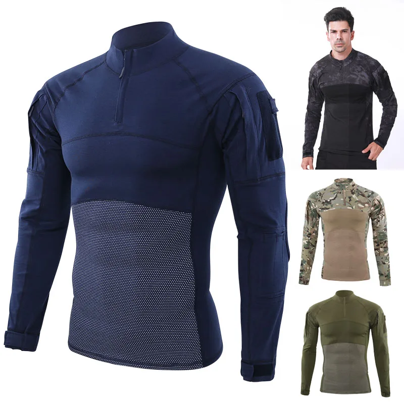 

New Riding Breathable Camouflage Long-sleeved Suit Men's Outdoor Long-sleeved Training Suit Hiking Hunting Lined T-shirt