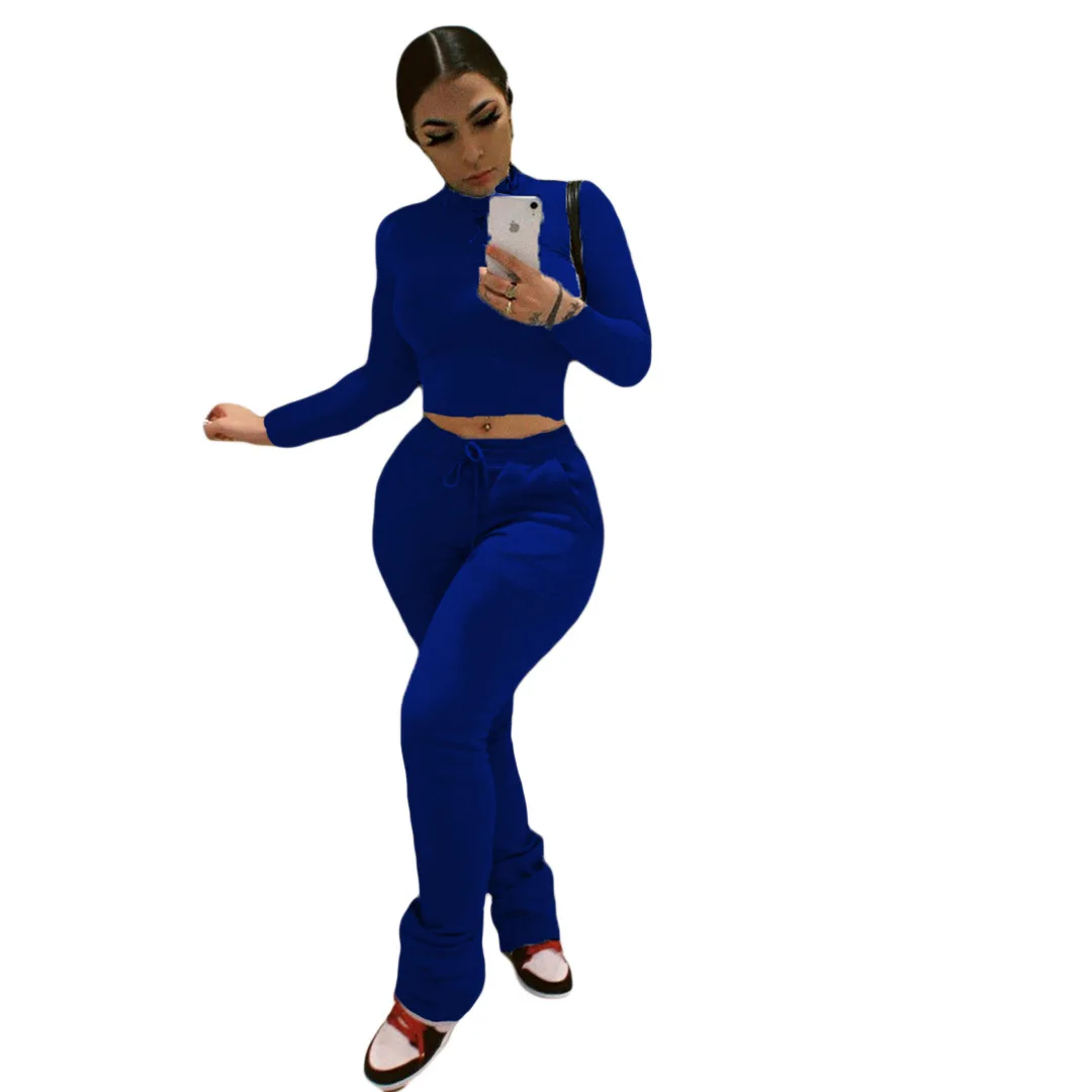 

Two Piece Set Women Winter Clothes Women 2020 Casual Stand Collar Full Length Two Piece Outfits for Women Long Sleeve Lady Suit