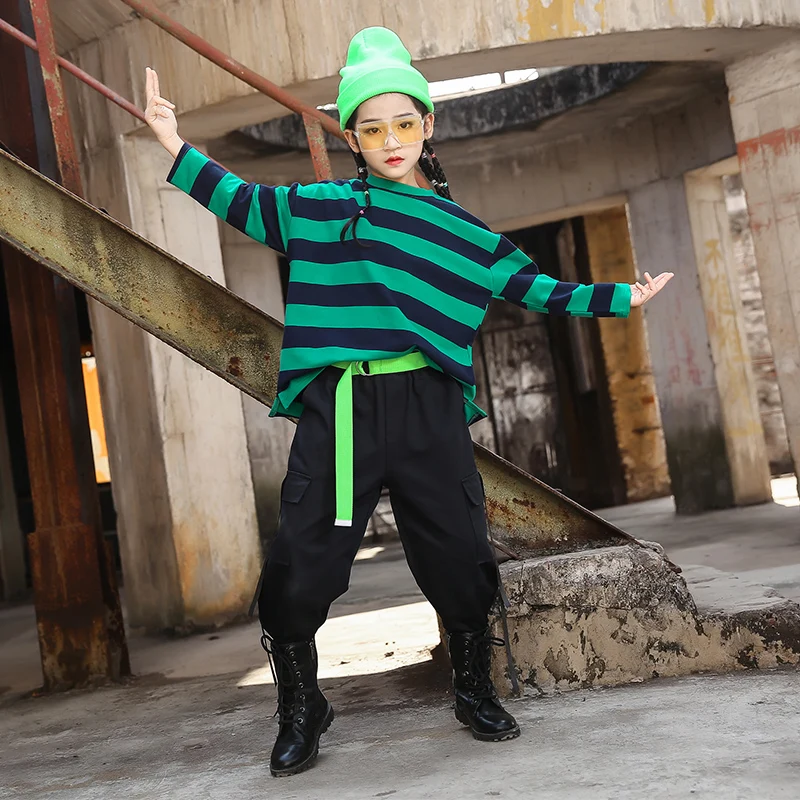 New Child Hip Hop Clothes Kids Costume Street Wear Boy's Stage Clothing Hiphop Competition Top Pant Loose Suit Girl's Jazz 1402 |