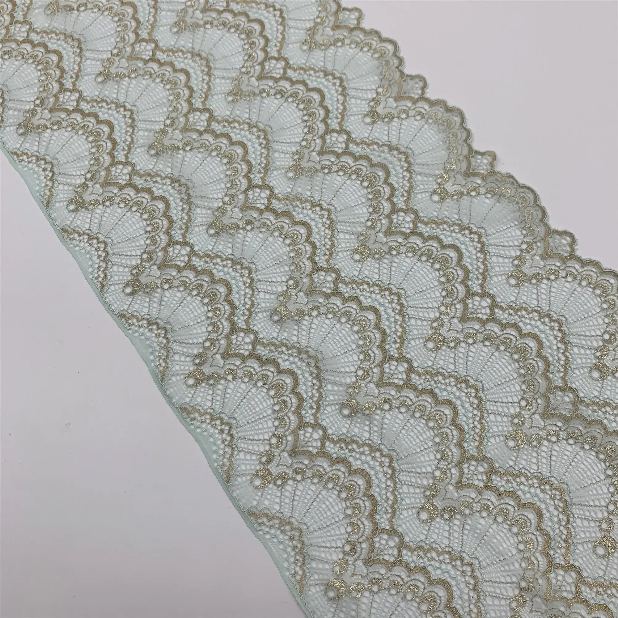 3y/lot Width 17cm Black Green Golden Elastic Stretch Lace Trim 3
