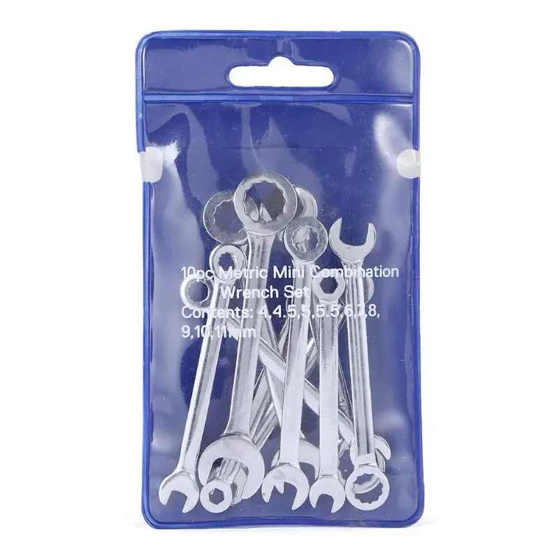 Metric Type 10pcs Mini Metal Dual Heads Offset Ring Wrench Spanner Wrenches Combination Set Key Ring Spanner Set Hand Tools - Color: Metric Type