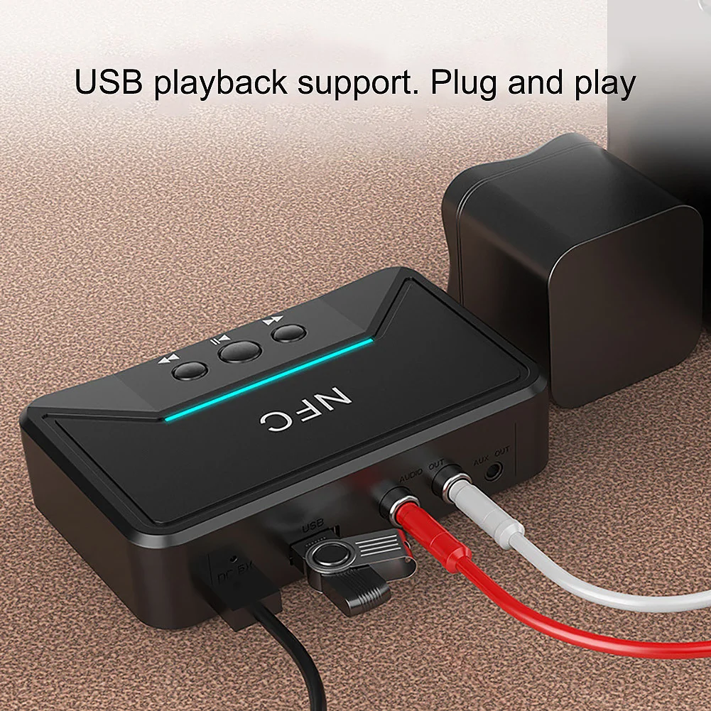 Bluetooth 5 0 Receiver Smart NFC A2DP RCA AUX 3 5mm Jack Wireless Adapter Support 5V USB charger For Car Home Speaker Headphone