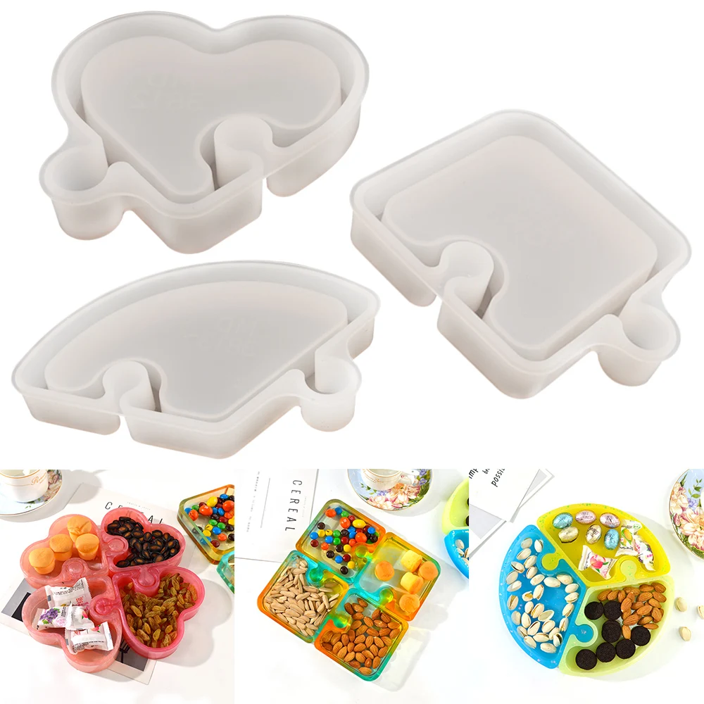 Splice Platter Resin Mold Fruit Nut Storage Tray Moule Resine Puzzle Dish Plate Coaster Molde De Silicona Para Resina For Epoxy | Украшения