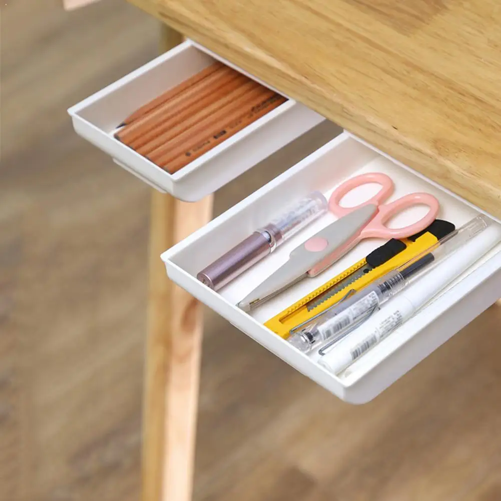 

Hidden storage box Self-adhesive drawer storage box box Pencil case cosmetic Paste supplies the stationery the under under Q7C4