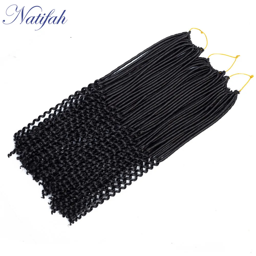 Natifah Goddess Faux locs Curly 18 дюймов Синтетические вязаные дреды волосы для наращивания 20 корней/упаковка кудрявый конец черный красный коричневый - Цвет: # 1B