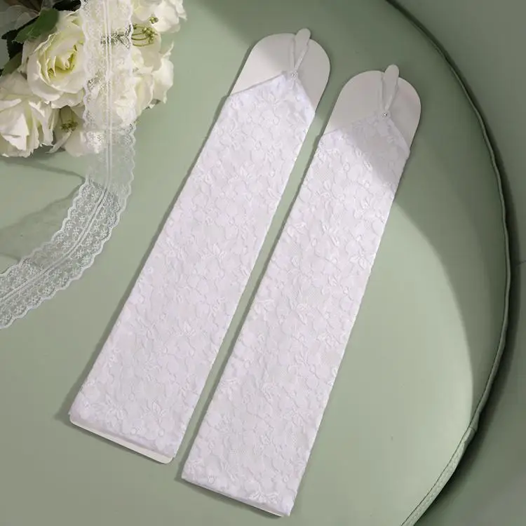 Длинные белые кружевные свадебные перчатки черные женские короткие перчатки для свадебной вечеринки свадебный браслет свадебные аксессуары перчатки розовые - Цвет: fingerless white