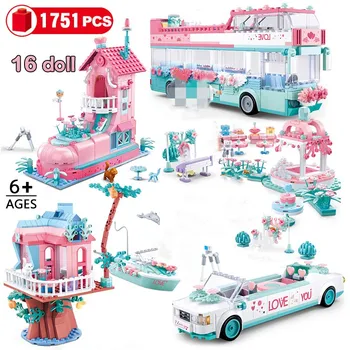 Princess Castle Building Blocks Toys Girls Friends Serise City Wedding Party Bus Car Bricks Toys for Girl Friends Children Gifts