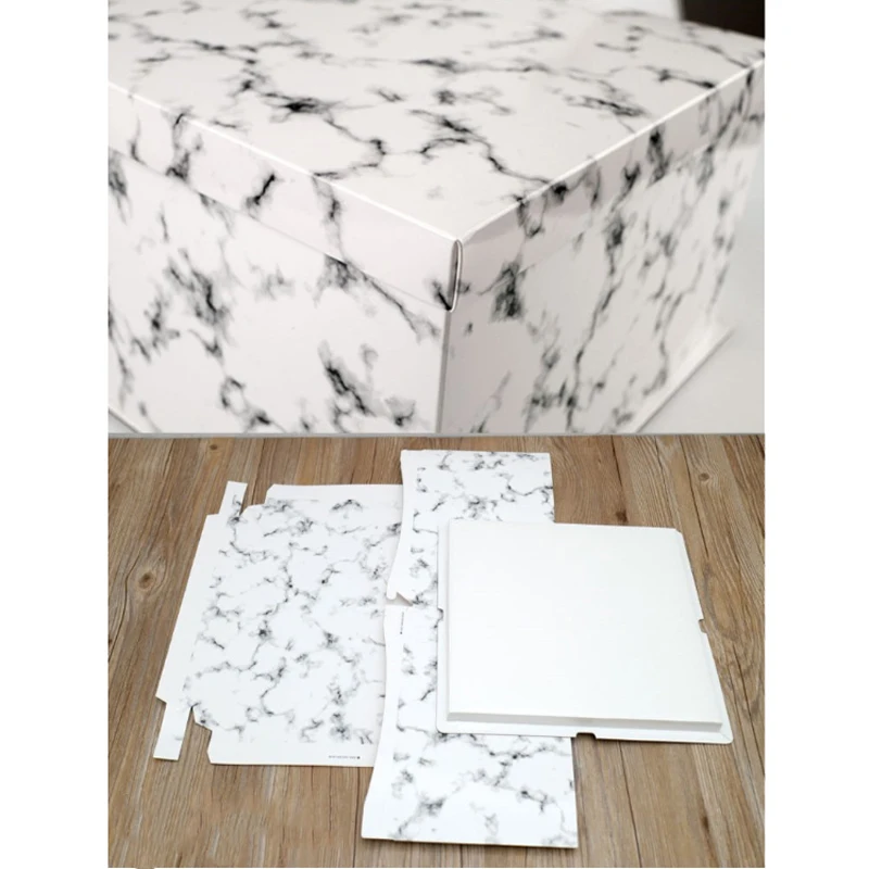5pcs Marble Square Box Packaging Birthday Cake Baking Box Birthday Party Favor Decoration Cakes Dessert Boxes