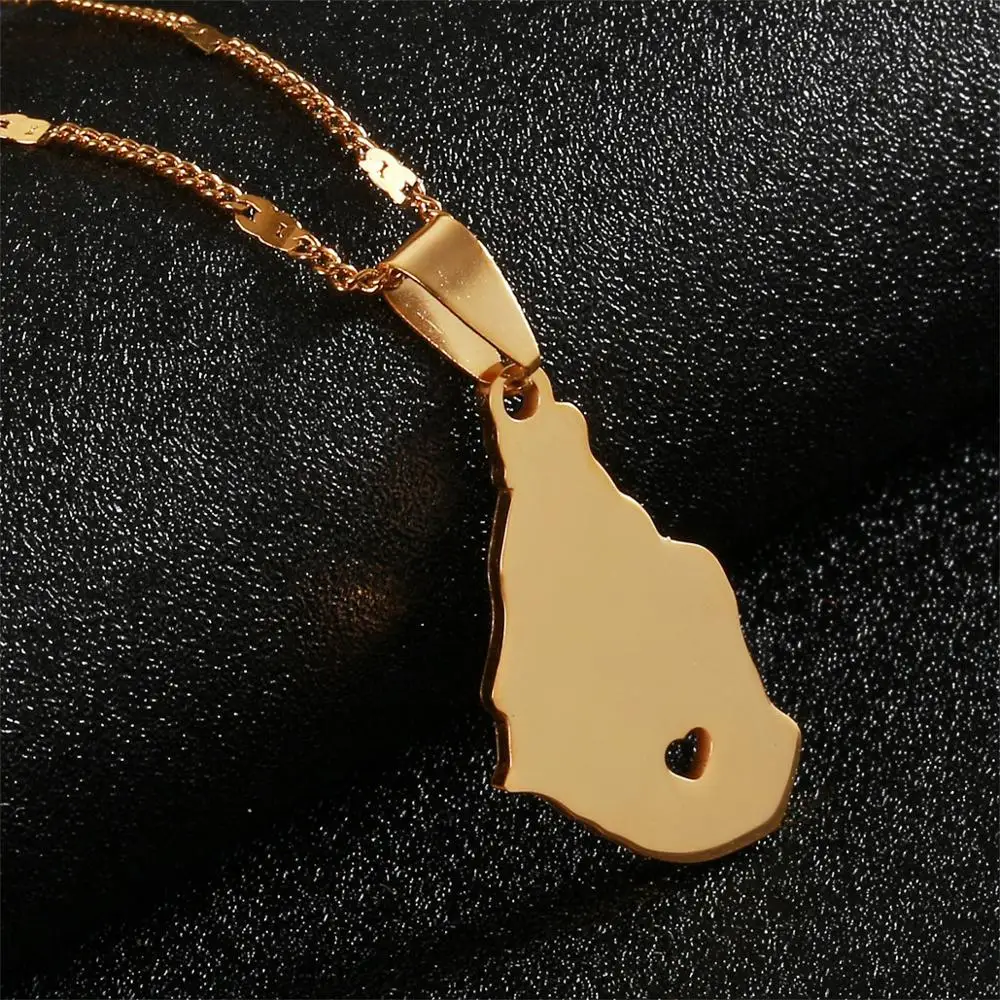 Нержавеющая сталь Монсеррат остров карта подвеска колье для женщин Настоящее