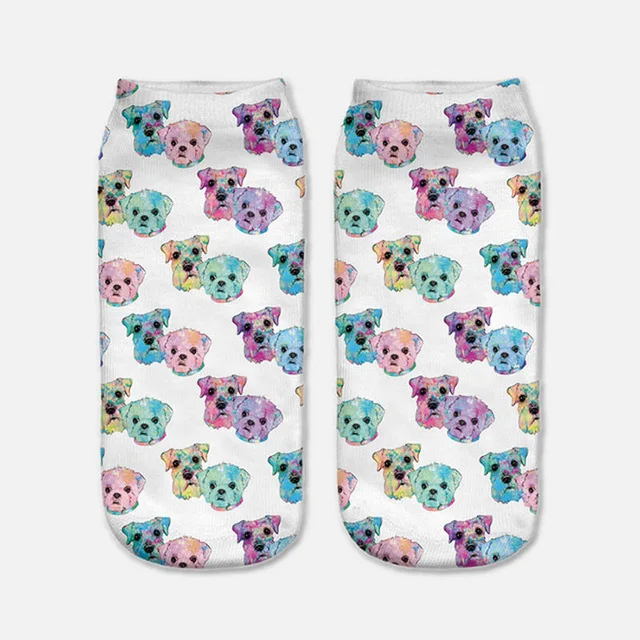 knee high socks 2018 New Cute 3D Print Socks Cool Lovely Dogs Women Ankle Socks Chaussette Animal Socks Art Cotton Hosiery Bad Dog Pug Life Sox knee high socks Women's Socks