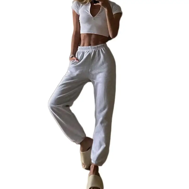 Summer women's sports pants high waist elastic waist all-match casual leggings jogging yoga pants