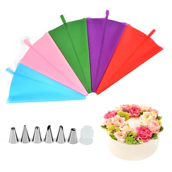 

8 Pcs Kit Pastry Bag With Arit Icing Piping Spout Tips Nozzles Equipment Silicone Cream Bag For Cupcake Cake Decorating Fondant
