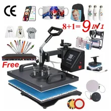 8 em 1 impressora térmica combo da transferência da sublimação da máquina da imprensa térmica para o tampão/caneca/garrafa/caixa do telefone/impressão da pena/camiseta