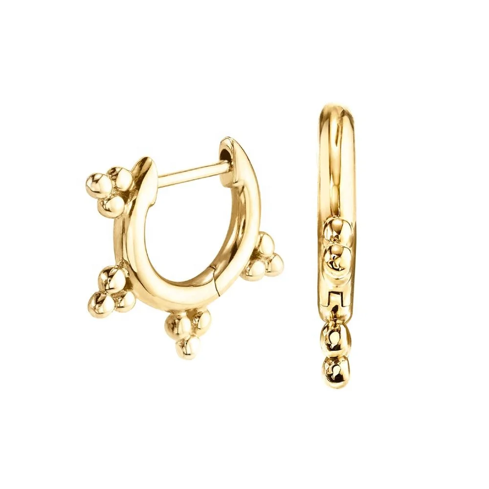 

LOZRUNVE Sterling Silver Gold Plain Bead Huggie Hoop Earrings 925