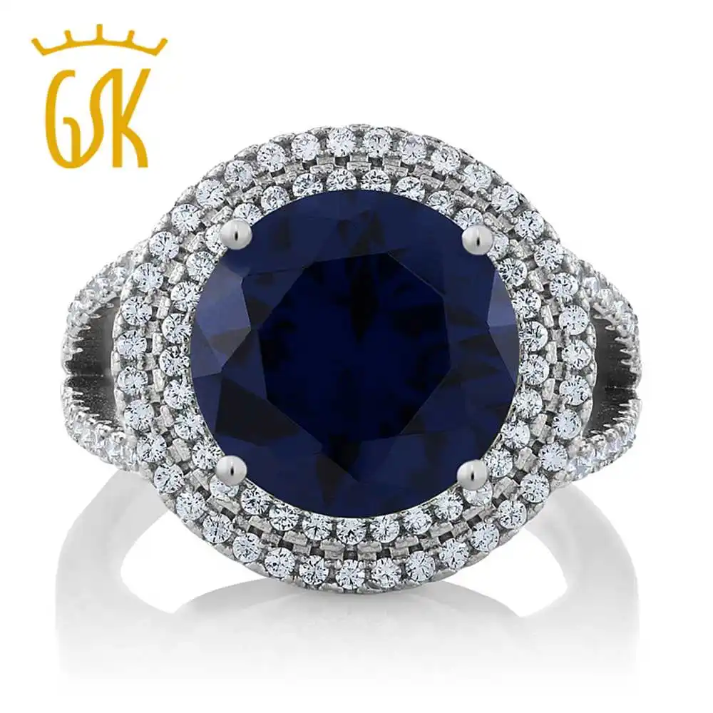 Ювелирные украшения GemStoneKing настоящее 925 пробы серебро 7 56 карат Круглые синие