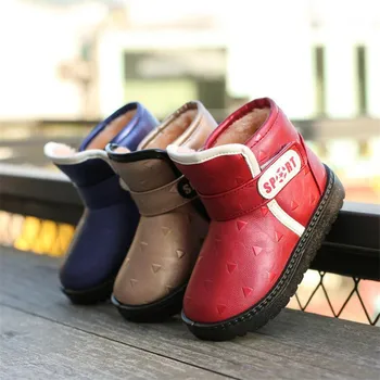 

2019 winter plush girls boots rubber platform shoes pu leather waterproof baby toddler shoes outdoor non-slip children's boots