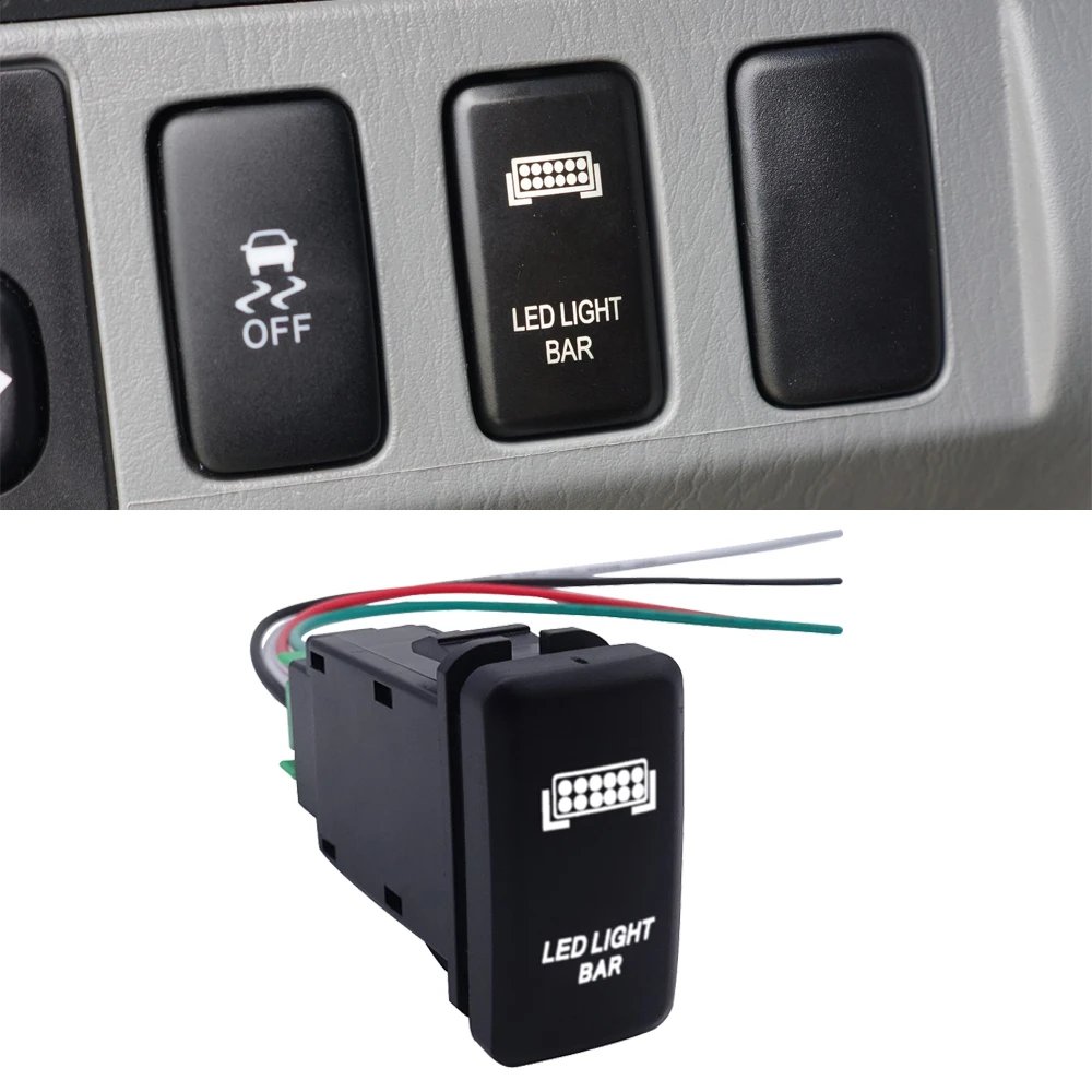 WeiSen Push Button with Zombie Lights Symbol Blue Backlight ON-Off Switch with Connector Wire Kit Compatible with Toyota Tacoma Tundra 4Runner etc 