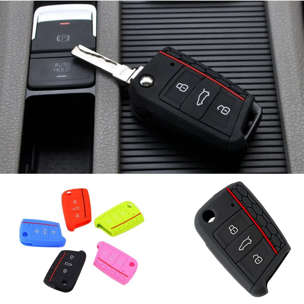 

Durable Silicone Car Key Cover Case Flip Key Cap Remote Control For Volkswagen For Golf 7 Protective Accessories 30