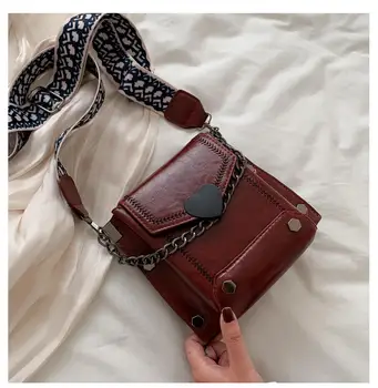 

Summer Women Handbags Vintage Chains Pu Leather Flap Messenger Crossbody Bag Shoulder Bags For Women Girls Red Black Brown