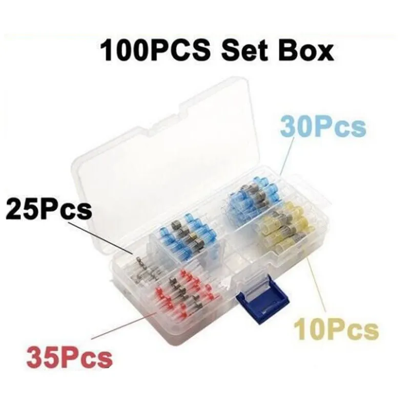 

50/100pcs Waterproof Rear Terminal Connectors Kit Insulated Electrical Cable Connectors Welding Sleeve Heat Shrink Tube
