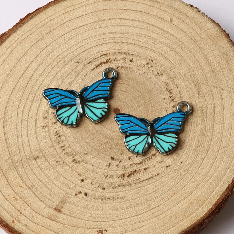 10 шт. трендовые подвески бабочки цветная подвеска с эмалированной бабочкой