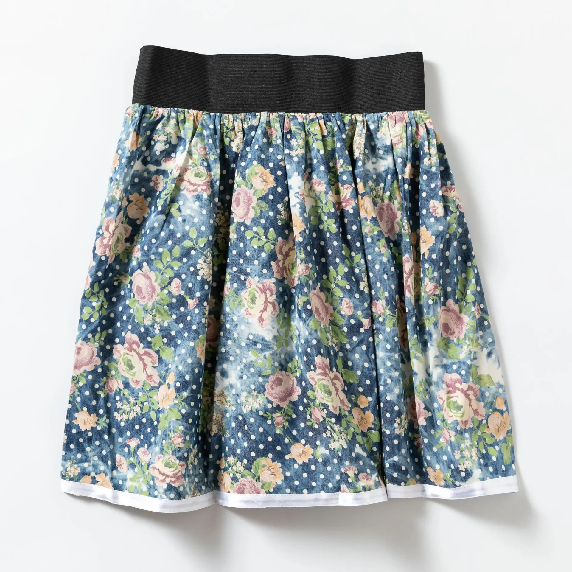 

Hot Selling Women's Skirt Washing Cowboy Printed Elastic Waistband Short Skirt
